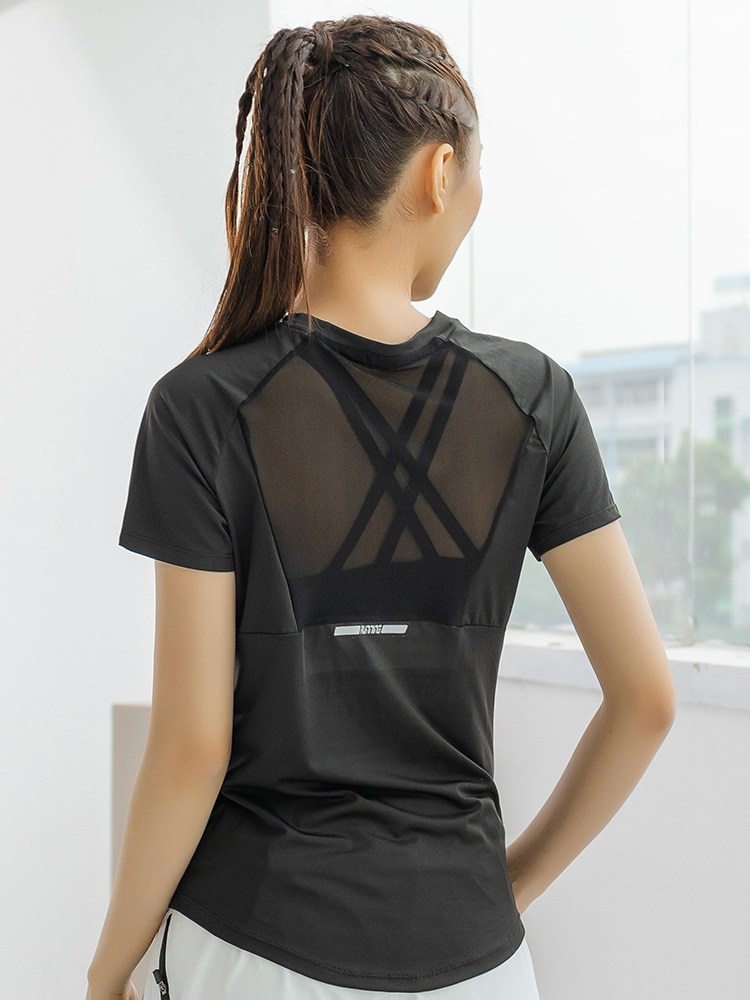 Yoga Fitness Top - Yaz Sporları Kısa Kollu Kadın Örgü