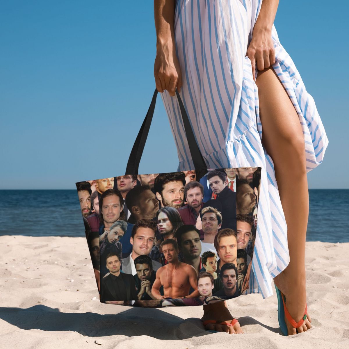 Yoga Fitness Photos - Sebastian Stan Fotoğraf Kolaj Plaj Çantası